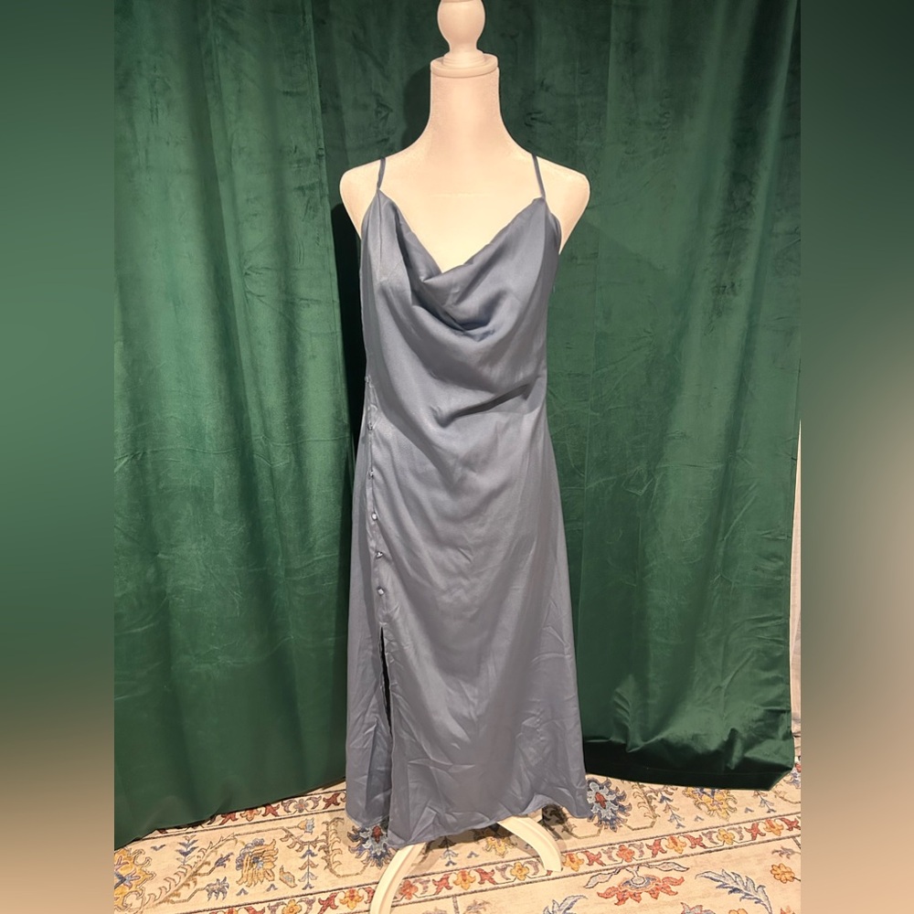 Cider Cocktail Dress Solid Cowl Neck